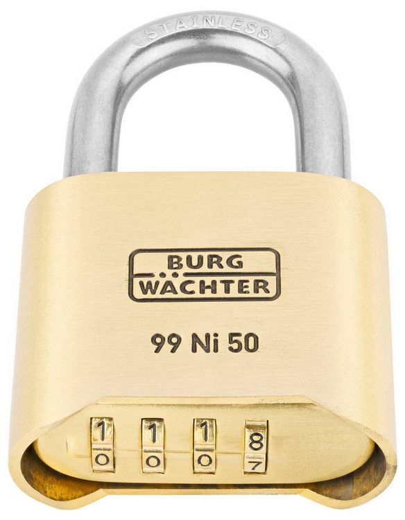 Produktbild: Burg W&auml;chter No. 99 Ni 50 SB Vorh&auml;ngeschloss Messing Zahlenschloss