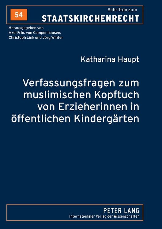 Produktbild: Verfassungsfragen zum muslimischen Kopftuch von Erzieherinnen in &ouml;ffentlichen Kinderg&auml;rten