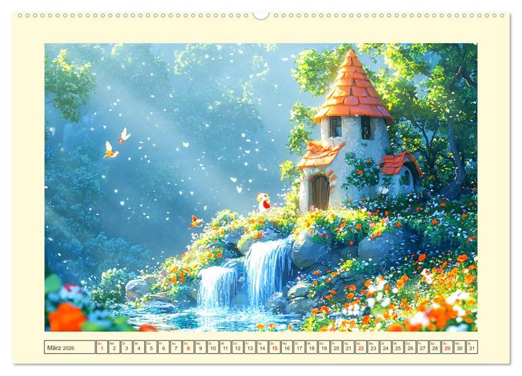 Produktbild: Willkommen im Wunderwald. Zauberhafte Abenteuer mit tierischen Freunden (hochwertiger Premium Wandkalender 2026 DIN A2 quer), Kunstdruck in Hochglanz
