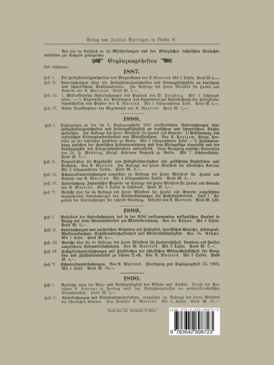 Produktbild: Ber&iacute;cht &uuml;ber vergleichende Schmier&ouml;luntersuchungen ausgef&uuml;hrt in den Jahren 1889&ndash;1894