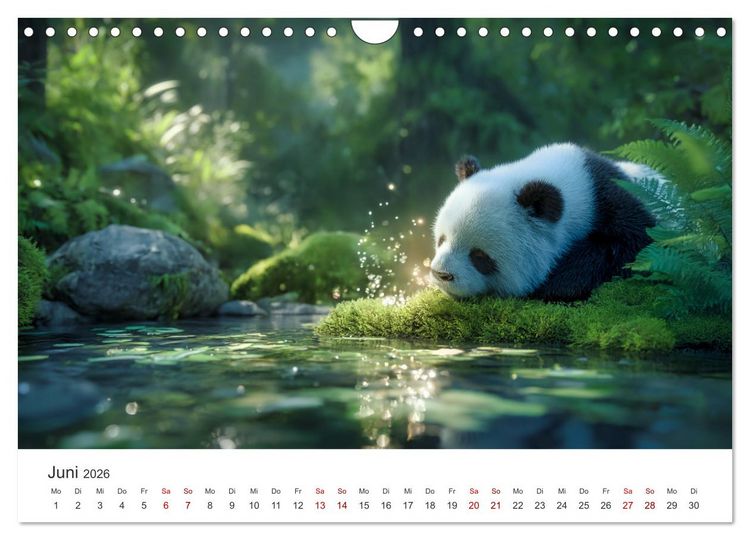 Produktbild: Schwarz auf Wei&szlig; - Der Panda-Kalender (Wandkalender 2026 DIN A4 quer), CALVENDO Monatskalender