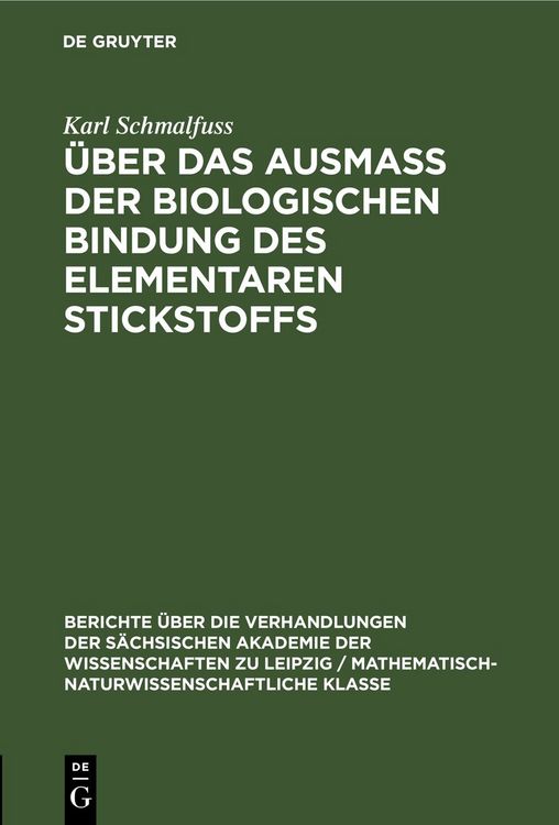 Produktbild: &Uuml;ber das Ausmass der biologischen Bindung des elementaren Stickstoffs