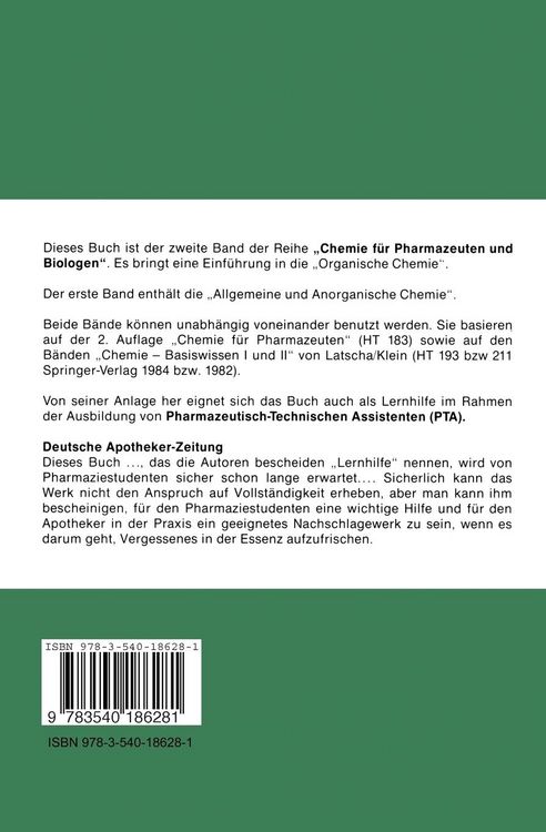 Produktbild: Chemie f&uuml;r Pharmazeuten und Biologen II. Begleittext zum Gegenstandskatalog GK1
