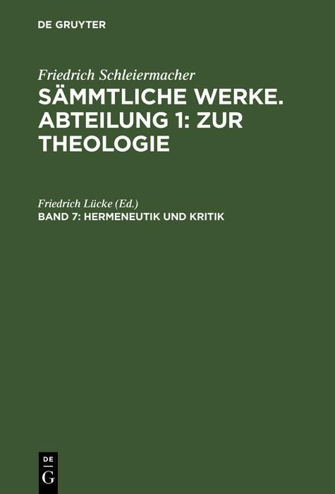 Produktbild: Hermeneutik und Kritik mit besonderer Beziehung auf das Neue Testament