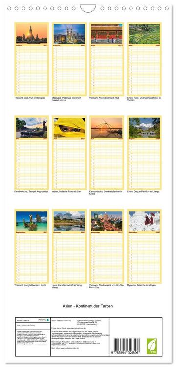 Produktbild: Familienplaner 2027 - Asien - Kontinent der Farben mit 5 Spalten (Wandkalender, 21 x 45 cm) CALVENDO