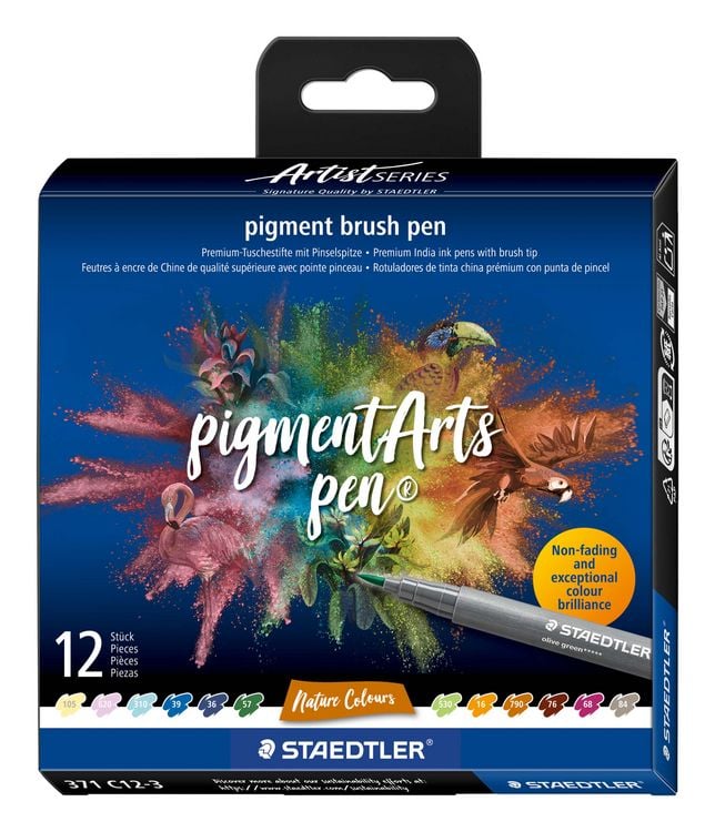 Produktbild: STAEDTLER Schreib- und Zeichbedarf pigment brush Fasermaler Pinselspitze, Nature Colours, 12er Set
