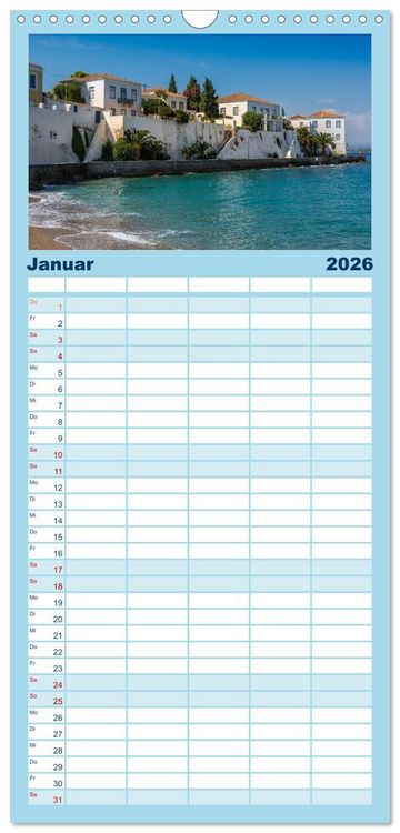 Produktbild: Familienplaner 2026 - Peloponnes - Einladung zum Chillen mit 5 Spalten (Wandkalender, 21 x 45 cm) CALVENDO