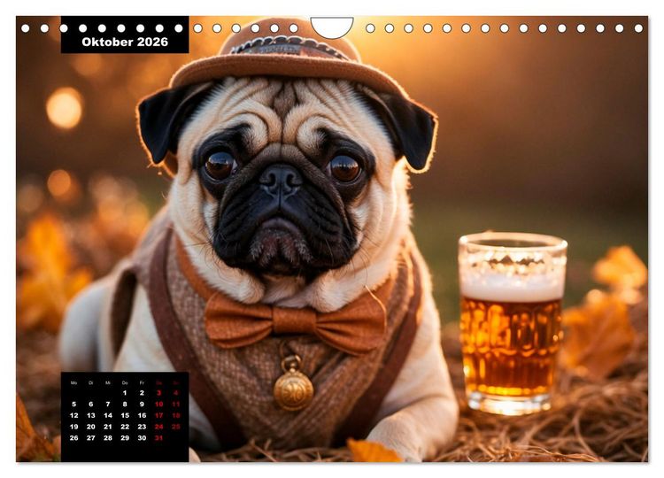 Produktbild: Mopszauber - S&uuml;&szlig;e M&ouml;pse begleiten durchs Jahr (Wandkalender 2026 DIN A4 quer), CALVENDO Monatskalender