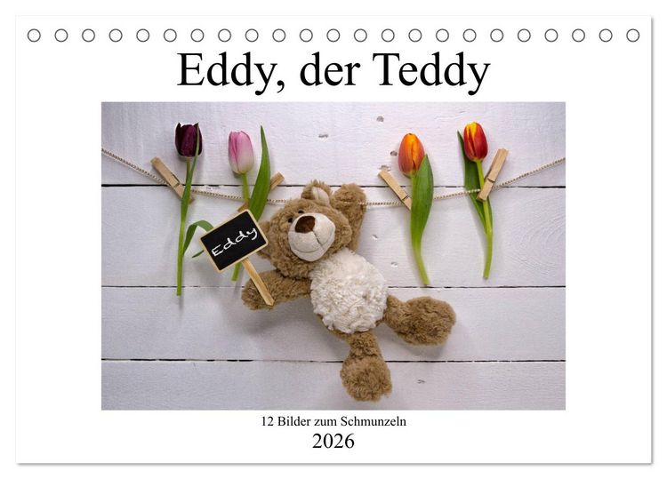Produktbild: Eddy, der Teddy - 12 Bilder zum Schmunzeln (Tischkalender 2026 DIN A5 quer), CALVENDO Monatskalender