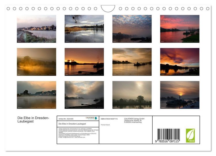 Produktbild: Die Elbe in Dresden-Laubegast (Wandkalender 2026 DIN A4 quer), CALVENDO Monatskalender