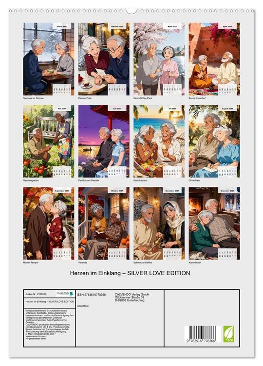 Produktbild: Herzen im Einklang &ndash; SILVER LOVE EDITION (hochwertiger Premium Wandkalender 2027 DIN A2 hoch), Kunstdruck in Hochglanz