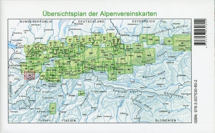 Produktbild: DAV Alpenvereinskarte 26 Silvrettagruppe 1 : 25 000 mit Wegmarkierungen und Skirouten