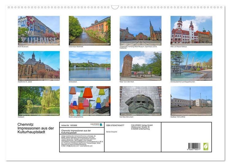 Produktbild: Chemnitz Impressionen aus der Kulturhauptstadt (Wandkalender 2026 DIN A2 quer), CALVENDO Monatskalender