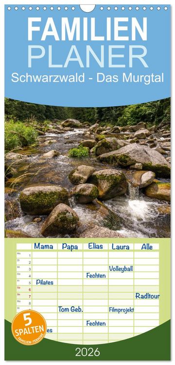 Produktbild: Familienplaner 2026 - Schwarzwald - Das Murgtal mit 5 Spalten (Wandkalender, 21 x 45 cm) CALVENDO