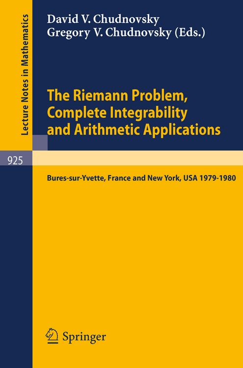 Produktbild: The Riemann Problem, Complete Integrability and Arithmetic Applications