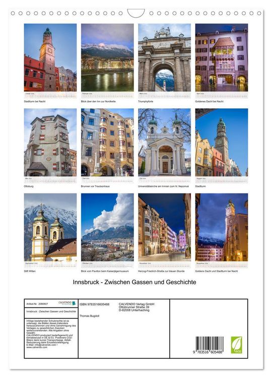 Produktbild: Innsbruck - Zwischen Gassen und Geschichte (Wandkalender 2026 DIN A3 hoch), CALVENDO Monatskalender