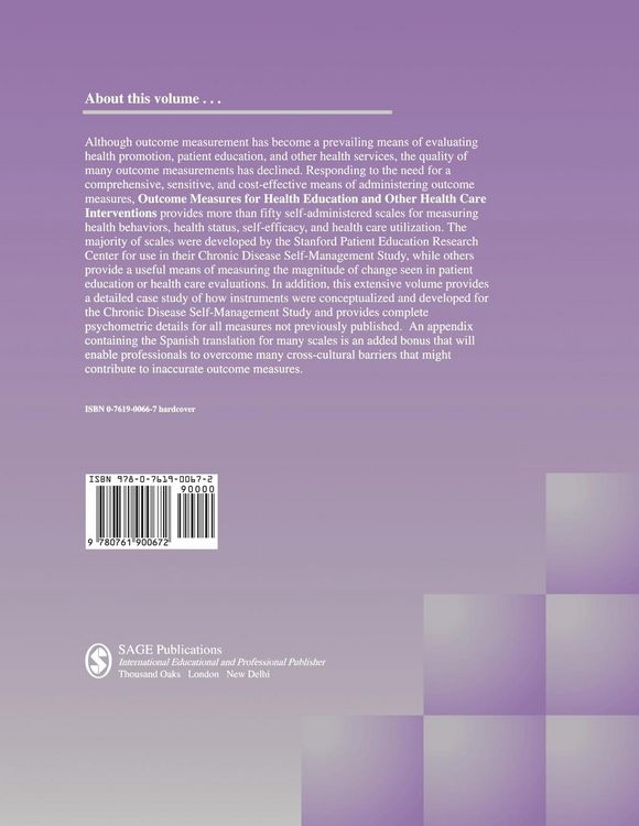 Produktbild: Outcome Measures for Health Education and Other Health Care Interventions