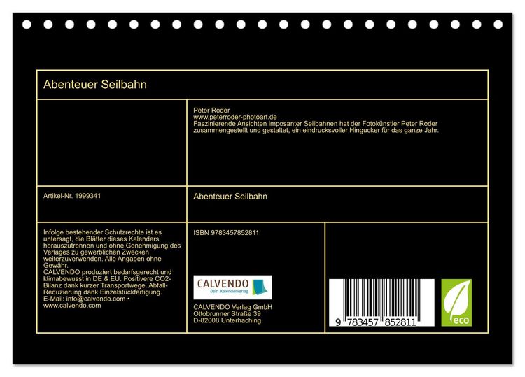 Produktbild: Abenteuer Seilbahn (Tischkalender 2026 DIN A5 quer), CALVENDO Monatskalender