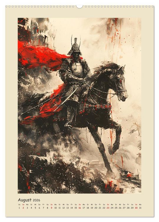 Produktbild: Samurai. Kunstvolle Darstellungen historischer Krieger (hochwertiger Premium Wandkalender 2026 DIN A2 hoch), Kunstdruck in Hochglanz