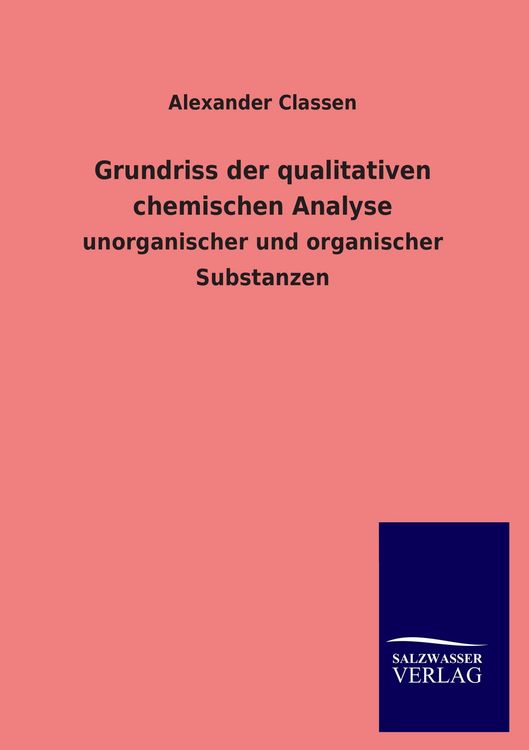 Produktbild: Grundriss der qualitativen chemischen Analyse