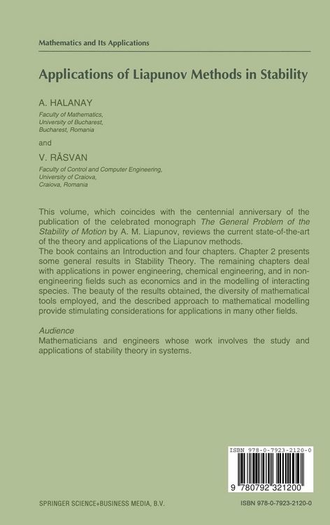 Produktbild: Applications of Liapunov Methods in Stability
