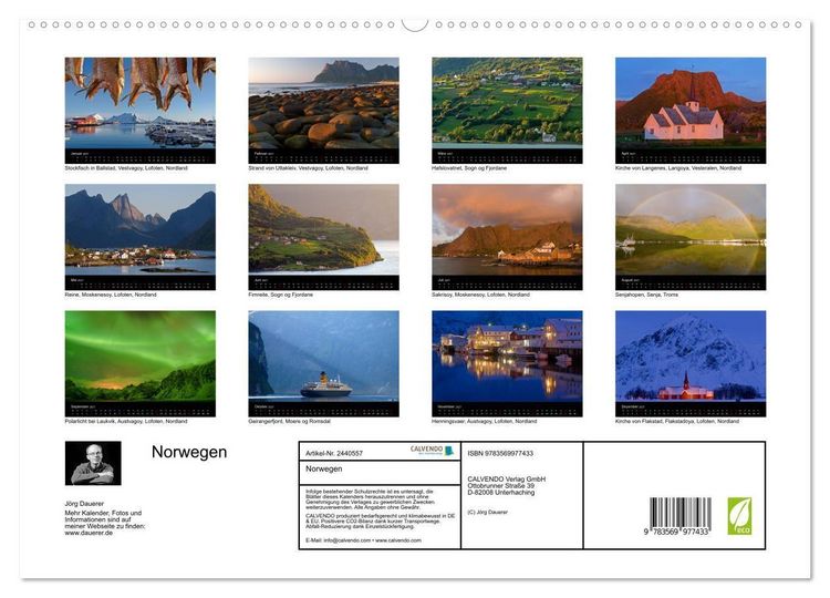 Produktbild: Norwegen (hochwertiger Premium Wandkalender 2027 DIN A2 quer), Kunstdruck in Hochglanz