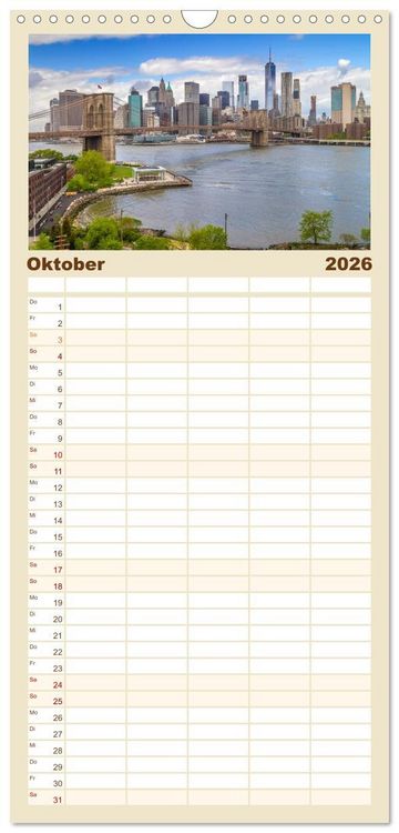 Produktbild: Familienplaner 2026 - NEW YORK Bekannte Blicke mit 5 Spalten (Wandkalender, 21 x 45 cm) CALVENDO