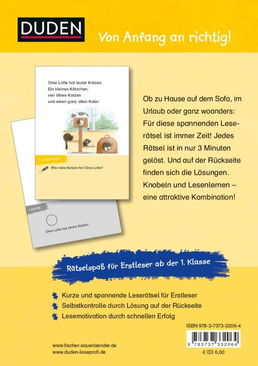 Produktbild: Duden Leseprofi &ndash; 3-Minuten-Leser&auml;tsel f&uuml;r Erstleser: Einfach tierisch
