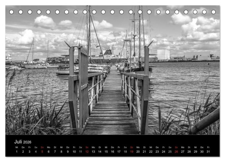 Produktbild: Bremerhaven - Blickpunkte Schwarzwei&szlig; (Tischkalender 2026 DIN A5 quer), CALVENDO Monatskalender