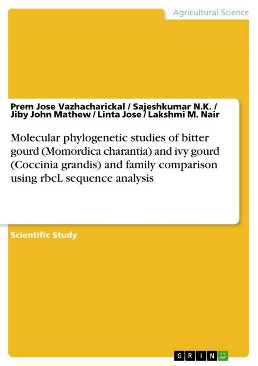 Produktbild: Molecular phylogenetic studies of bitter gourd (Momordica charantia) and ivy gourd (Coccinia grandis) and family comparison using rbcL sequence analysis