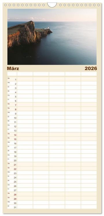 Produktbild: Familienplaner 2026 - Leuchtt&uuml;rme - An den sch&ouml;nsten K&uuml;sten. mit 5 Spalten (Wandkalender, 21 x 45 cm) CALVENDO