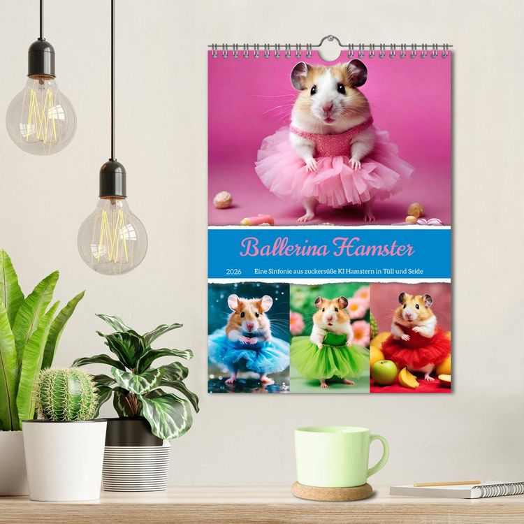 Produktbild: Ballerina Hamster - Eine Sinfonie aus zuckers&uuml;&szlig;e KI Hamstern in T&uuml;ll und Seide (Wandkalender 2026 DIN A4 hoch), CALVENDO Monatskalender