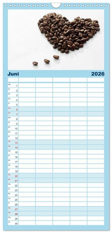 Produktbild: Familienplaner 2026 - Kaffee-Pause Terminkalender mit 5 Spalten (Wandkalender, 21 x 45 cm) CALVENDO
