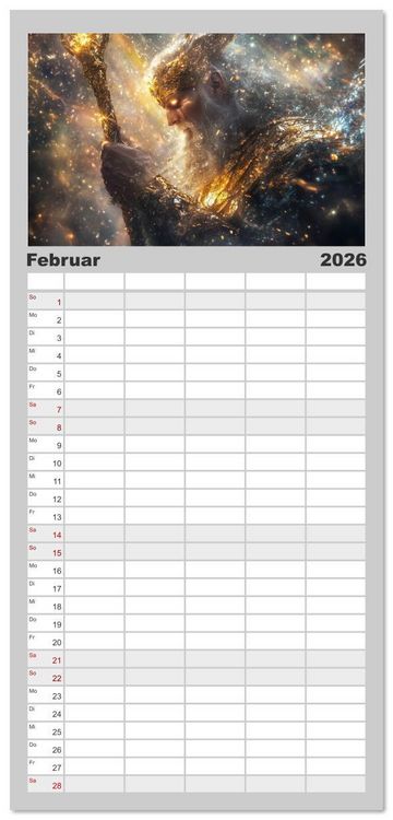 Produktbild: Familienplaner 2026 - Die G&ouml;tter des Nordens mit 5 Spalten (Wandkalender, 21 x 45 cm) CALVENDO