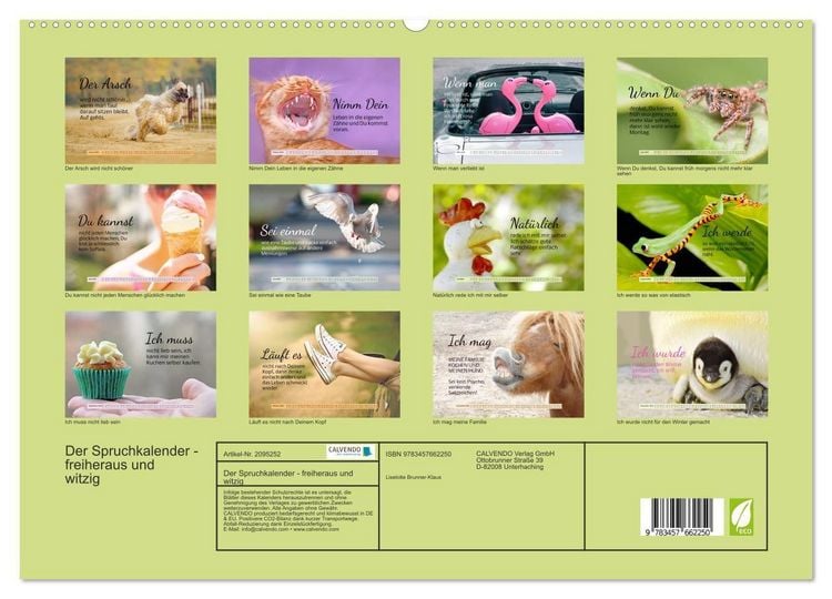 Produktbild: Der Spruchkalender - freiheraus und witzig (hochwertiger Premium Wandkalender 2026 DIN A2 quer), Kunstdruck in Hochglanz