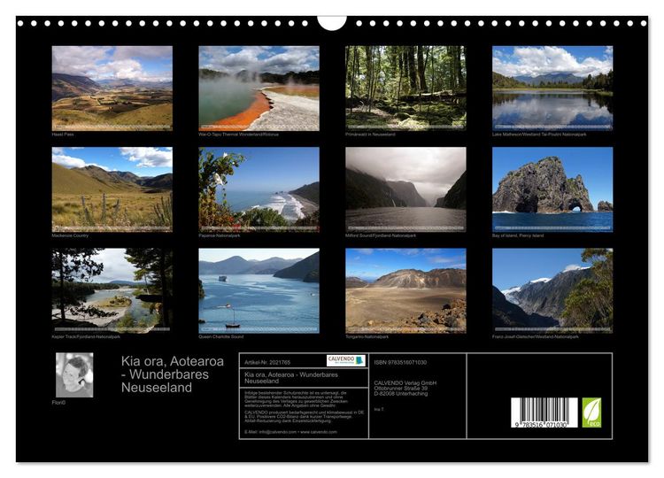Produktbild: Kia ora, Aotearoa - Wunderbares Neuseeland (Wandkalender 2026 DIN A3 quer), CALVENDO Monatskalender