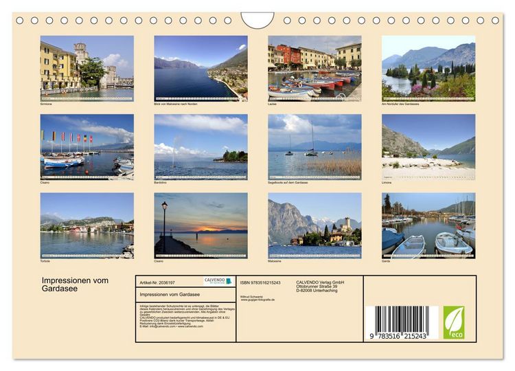 Produktbild: Impressionen vom Gardasee (Wandkalender 2026 DIN A4 quer), CALVENDO Monatskalender