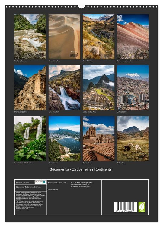 Produktbild: S&uuml;damerika - Zauber eines Kontinents (hochwertiger Premium Wandkalender 2026 DIN A2 hoch), Kunstdruck in Hochglanz