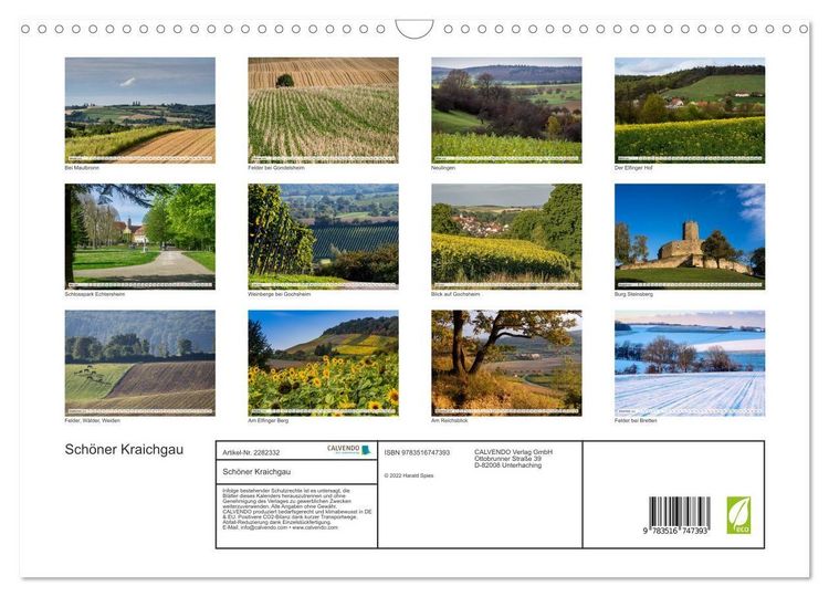Produktbild: Sch&ouml;ner Kraichgau (Wandkalender 2026 DIN A3 quer), CALVENDO Monatskalender