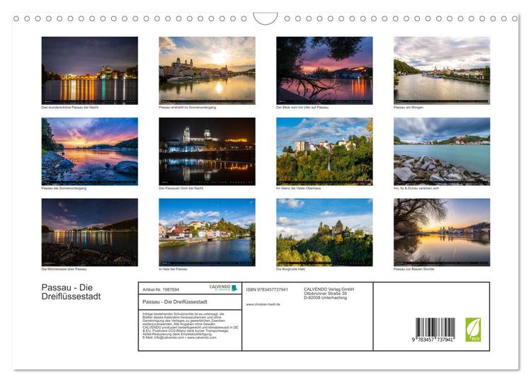 Produktbild: Passau - Die Dreifl&uuml;ssestadt (Wandkalender 2026 DIN A3 quer), CALVENDO Monatskalender