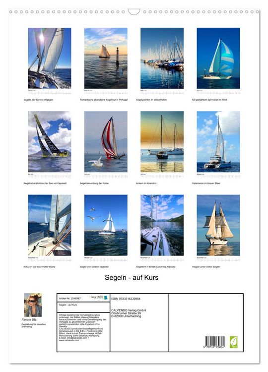 Produktbild: Segeln - auf Kurs (Wandkalender 2026 DIN A2 hoch), CALVENDO Monatskalender