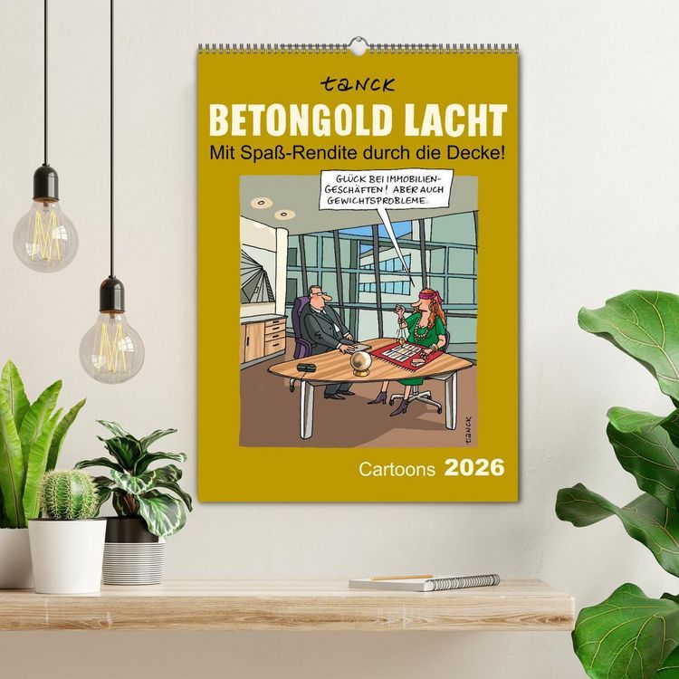 Produktbild: Betongold lacht - Cartoons (Wandkalender 2026 DIN A2 hoch), CALVENDO Monatskalender