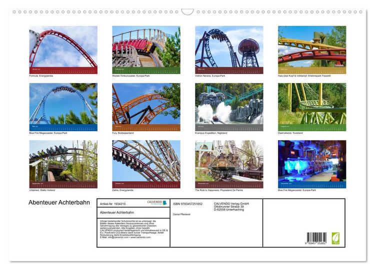 Produktbild: Abenteuer Achterbahn (Wandkalender 2026 DIN A2 quer), CALVENDO Monatskalender