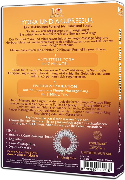 Produktbild: Yoga und Akupressur inklusive Finger-Massage-Ring