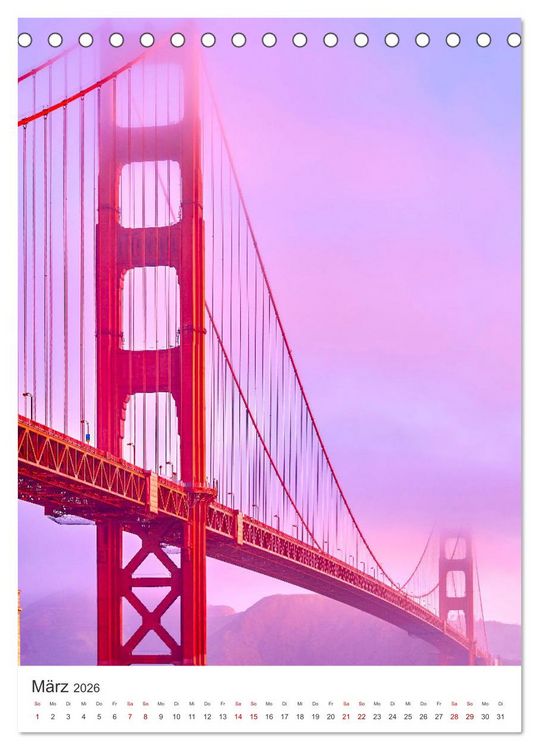 Produktbild: San Francisco - Eine Reise nach Kalifornien. (Tischkalender 2026 DIN A5 hoch), CALVENDO Monatskalender
