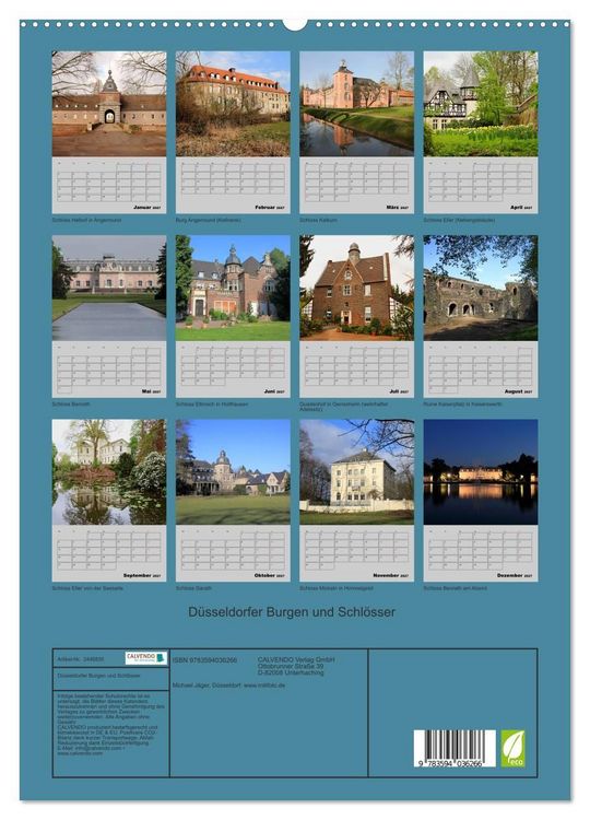 Produktbild: D&uuml;sseldorfer Burgen und Schl&ouml;sser (hochwertiger Premium Wandkalender 2027 DIN A2 hoch), Kunstdruck in Hochglanz