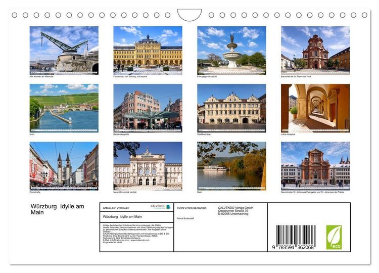 Produktbild: W&uuml;rzburg Idylle am Main (Wandkalender 2027 DIN A4 quer), CALVENDO Monatskalender