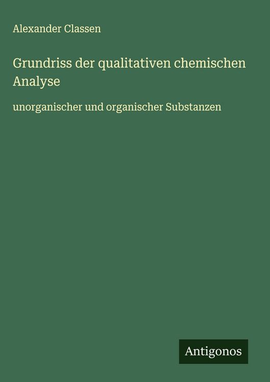 Produktbild: Grundriss der qualitativen chemischen Analyse