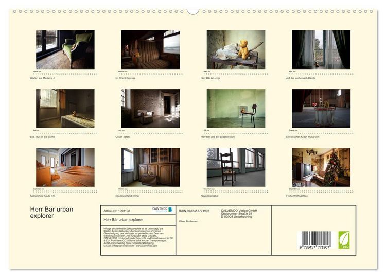 Produktbild: Herr B&auml;r urban explorer (hochwertiger Premium Wandkalender 2026 DIN A2 quer), Kunstdruck in Hochglanz