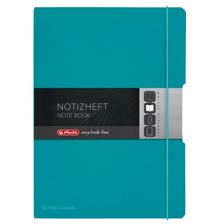 Produktbild: Herlitz Notizheft flex A4 2x40 Blatt Lineatur 27+28, caribbean turquoise